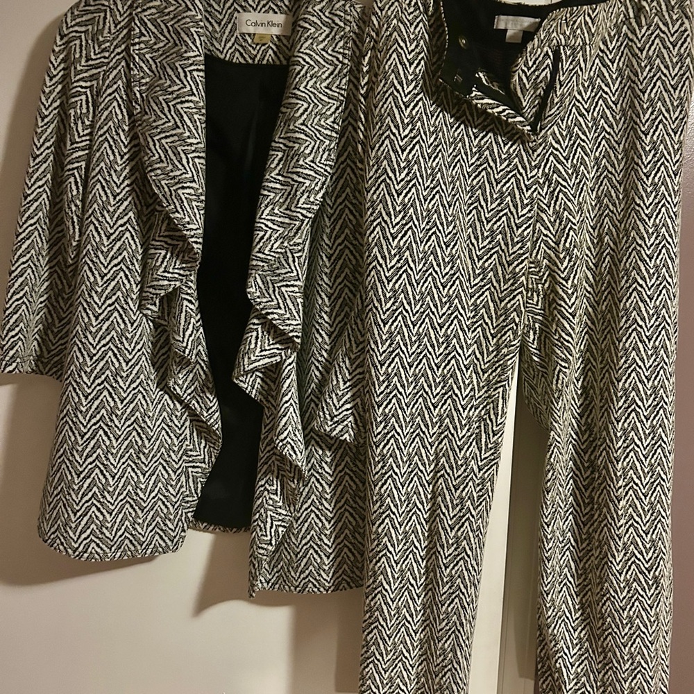 Calvin Klein Monochrome Zigzag Blazer and Pants